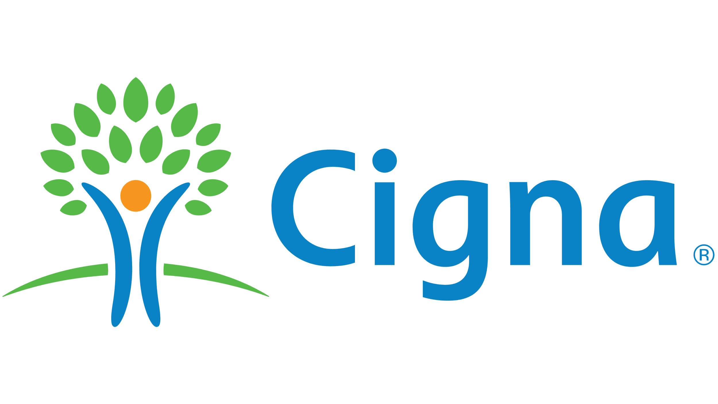 Blue and green Cigna logo with tree.